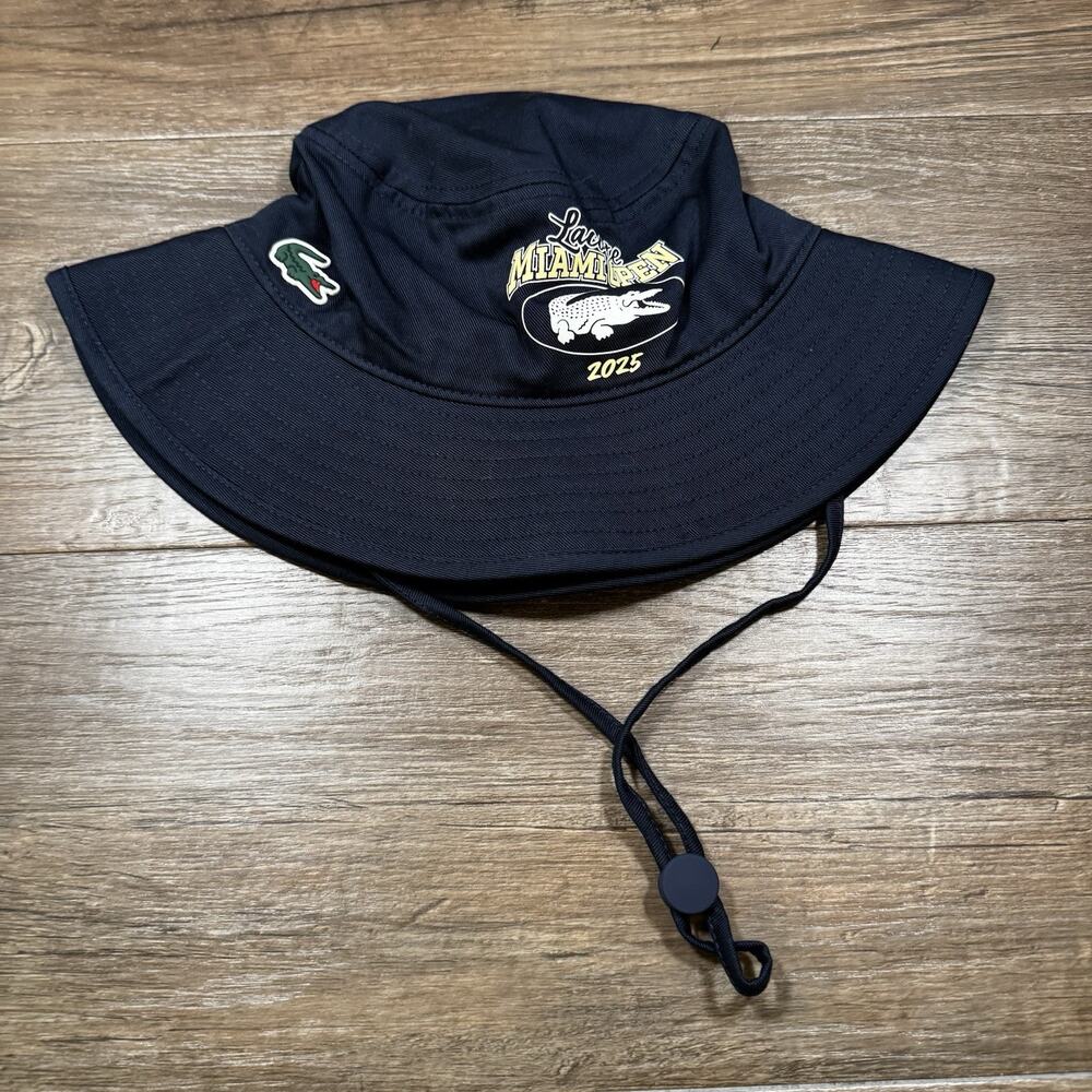 Lacoste Sport Miami Open 2025 Wide Brim Bucket Hat Navy Blue Size L NWT